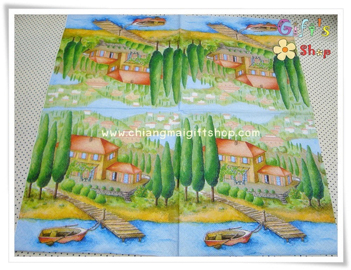 กระดาษแนปกิ้นยุโรป, ลายอิตาลี, ลายหมู่บ้าน, ลายท่าน้ำ, ลายเรือผูก, ลายต้นสน, ลายทะเล, ลายเรือ, ลายแนวทะเล