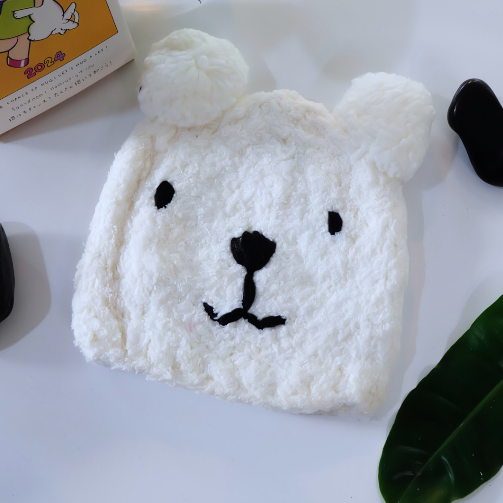 หมวกไหมพรม เกาหลี พร้อมส่ง หน้าหมี