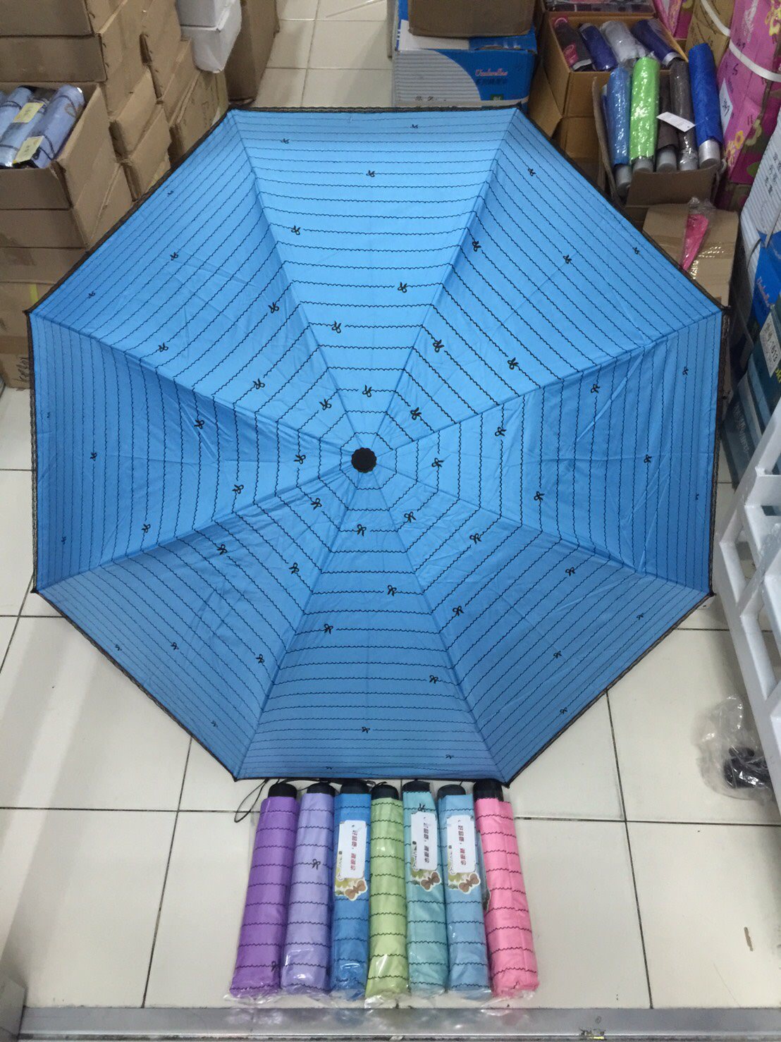 ร่ม4ตอน8ก้าน24นิ้วมีระบายยูวีดำ รหัส 1610