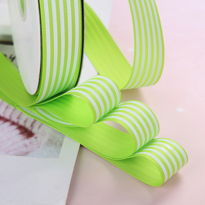 ริบบิ้นผ้าพิมพ์ลายเส้นสีสดใส กว้าง 25 mm #BB78