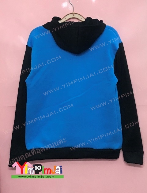 เสื้อฮู้ดสีฟ้า ปัก