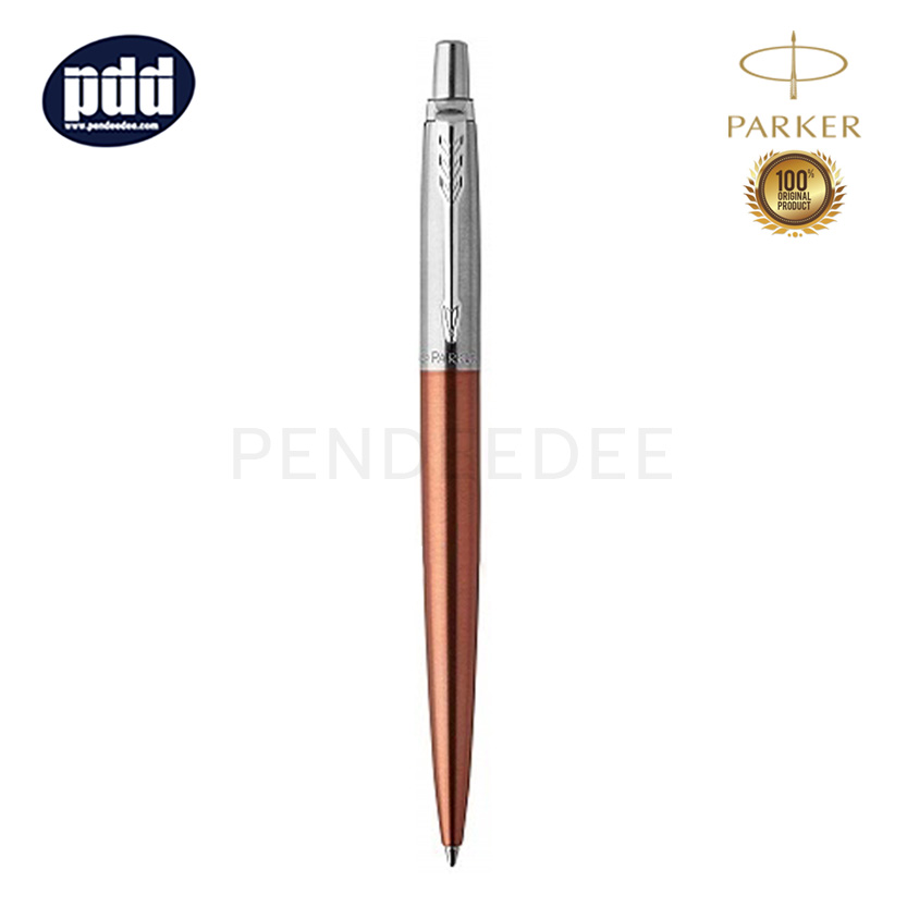 ปากกาสลักชื่อ PARKER ปากกาลูกลื่น ป๊าคเกอร์ จ๊อตเตอร์ ส้ม เชลซี คลิปเงิน Parker Jotter Jotter Stainless Steel Ballpoint Pen Chelsea Orange Chrome Trim