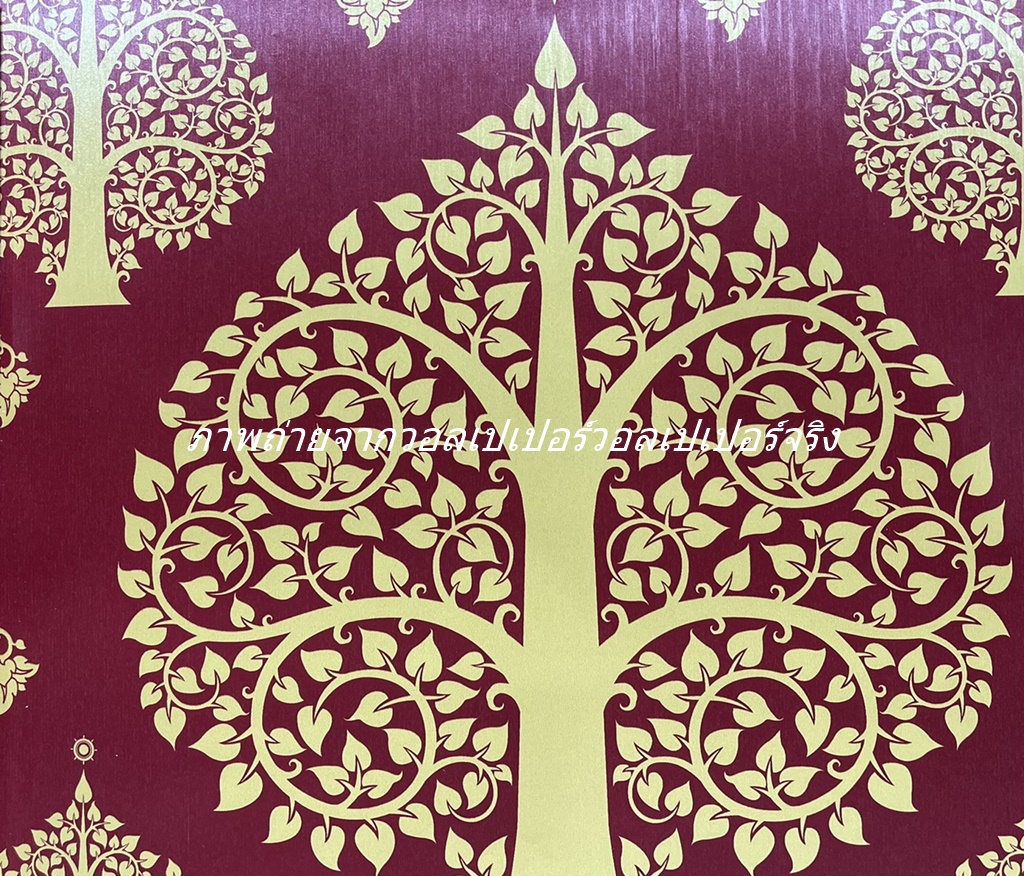 วอลเปเปอร์ลายไทย ลายต้นโพธิ์ แดง - ทอง JPS301