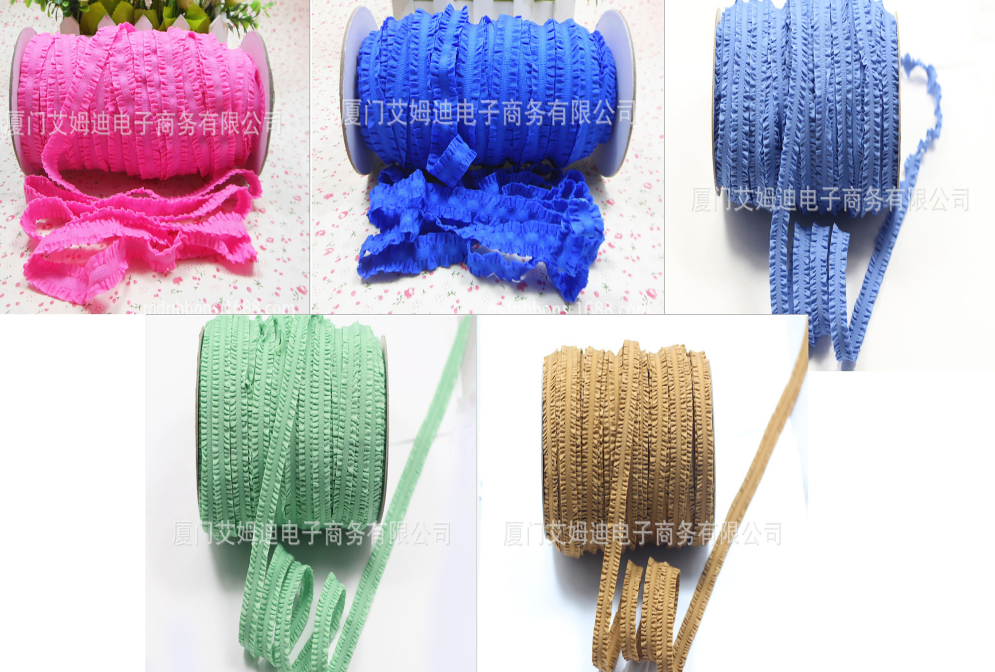 รวม ริบบิ้นผ้ายืด แบบจีบ สวยน่ารัก สีสดใส กว้าง 13 mm #EL004