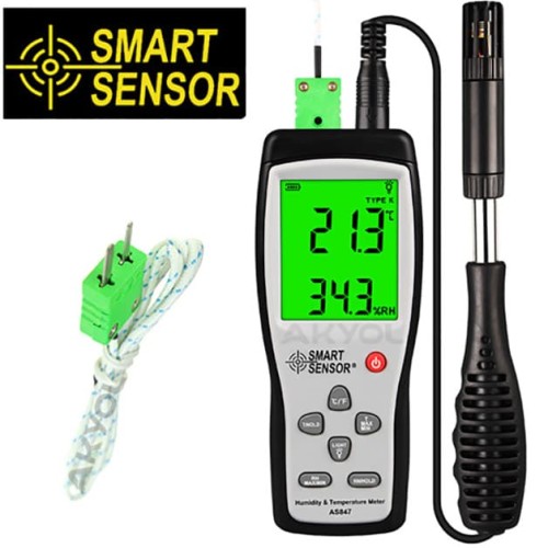 SMART SENSOR AS847 ครื่องวัดอุณหภูมิและความชื้น พร้อมเทอร์โมคัปเปิล K Type