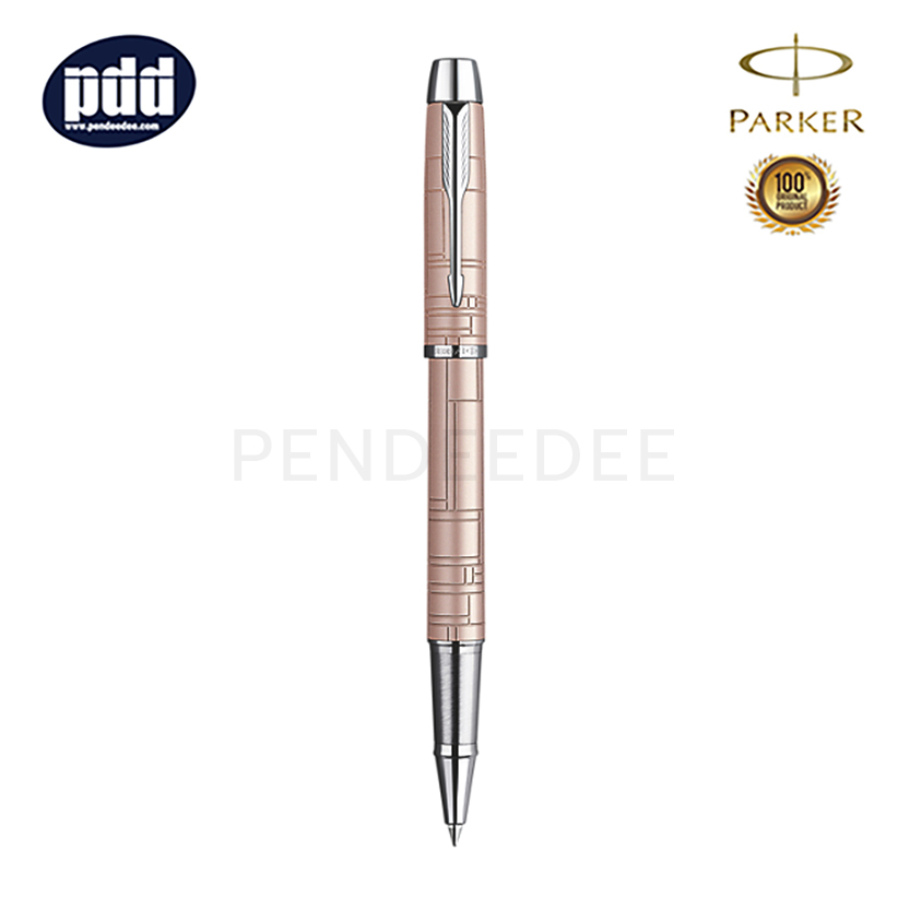 ปากกาสลักชื่อ PARKER ปากกาโรลเลอร์บอล ป๊ากเกอร์ ไอเอ็ม พรีเมี่ยม เมทัลลิค สีชมพู คลิปเงิน PARKER IM Premium Metallic Pink CT Rollerball Pen