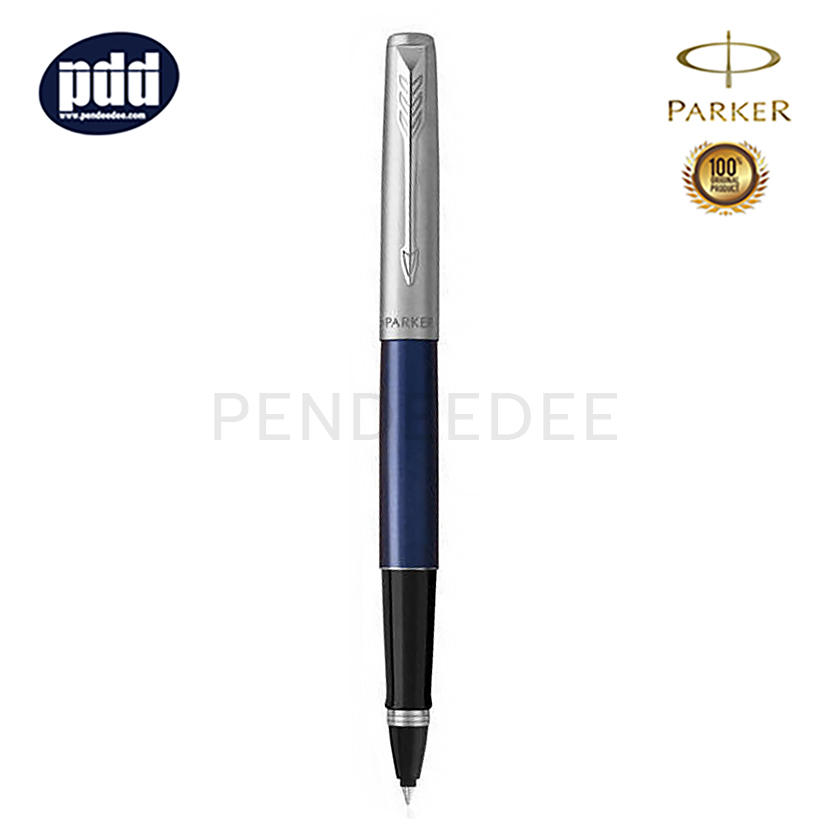 PARKER Jotter Stainless Steel ฺBlue CT Rollerball Pen ปากกาโรลเลอร์บอล ป๊ากเกอร์ จ๊อตเตอร์ สแตนเลส น้ำเงิน คลิปเงิน
