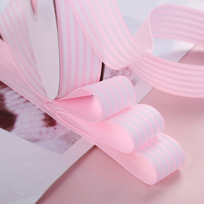 ริบบิ้นผ้าพิมพ์ลายเส้นสีสดใส กว้าง 25 mm #BB72