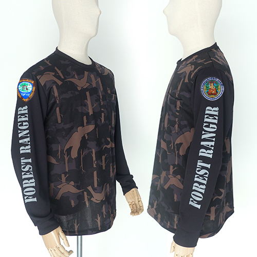 เสื้อยืดลายพรางดำ-FOREST RANGER(ผ้ากีฬา) /ส่วนอุทยาน-