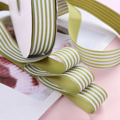 ริบบิ้นผ้าพิมพ์ลายเส้นสีสดใส กว้าง 25 mm #BB77