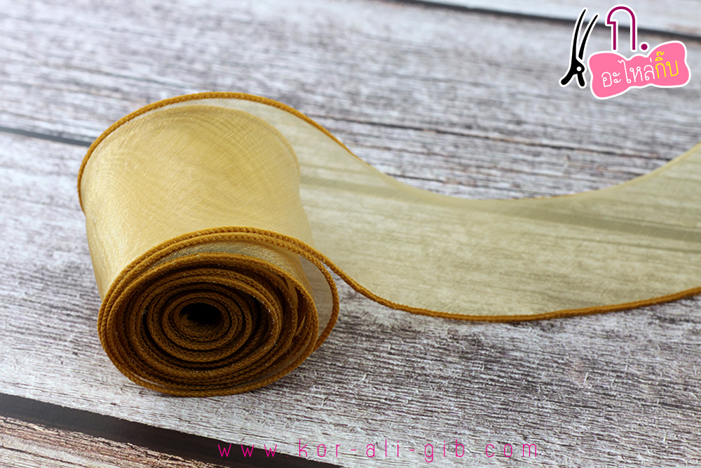 ริบบิ้นผ้าเย็บขอบ ผ้า ไหมแก้ว ขนาด 10ซม. (ขายเป็นหลา)
