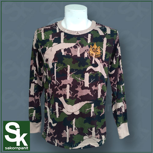 เสื้อยืดลายพราง แขนยาว/บุฟองน้ำไหล่ (ผ้ากีฬา)-*