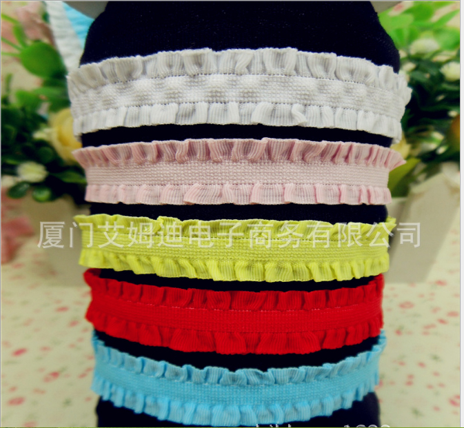 รวม ริบบิ้นผ้ายืด แบบจีบ สวยน่ารัก สีสดใส กว้าง 13 mm #EL004