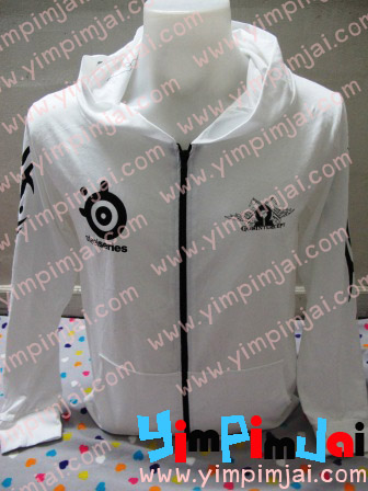 เสื้อฮู้ดสกรีนงานที่แขน