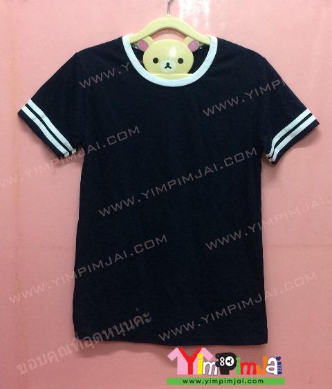 เสื้อยืด สีดำ แขนสั้น สกรีนตามสั่ง เสื้อเปล่า