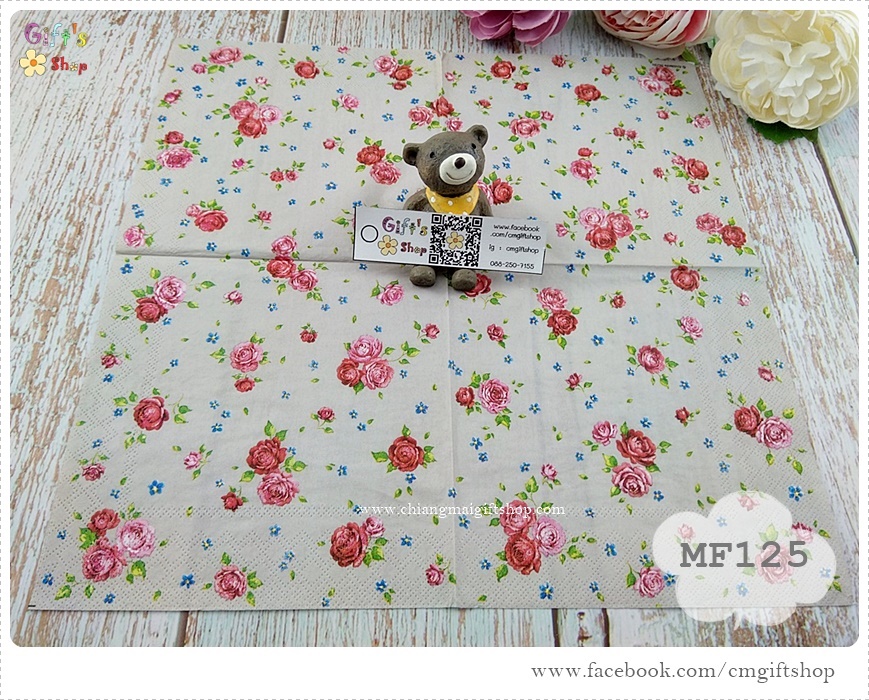 กระดาษแนปกิ้นยุโรป, ลายดอกไม้, ลายดอกไม้สีชมพู, ลายดอกไม้เล็กๆ, ลายดอกไม้สีแดง, พื้นหลังสีน้ำตาลอ่อน, ลายดอกกุหลาบ, ลายเต็มผืน