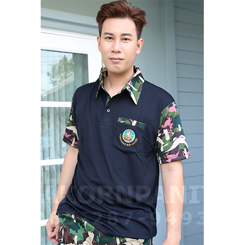 โปโล"ผ้ากีฬา รุ่นใหม่" สีดำ ปกลายพราง/อุทยาน*