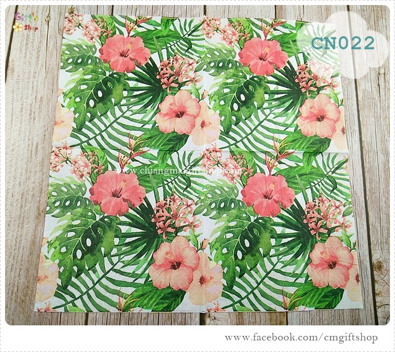 กระดาษแนปกิ้น ลายดอกไม้, ลายดอกไม้สีส้ม, ลายดอกไม้กับใบไม้, ลายดอกชบา, ลายดอกไม้ใบไม้ทรอปิคอล, ลายใบไม้, ลายเต็มผืน,ลายช่อดอกไม้,