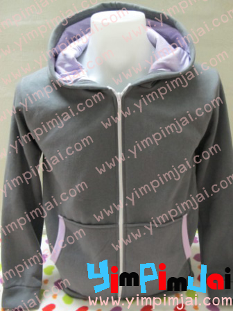 เสื้อกันหนาวมีฮู้ด ทำเป็นเสื้อห้อง แต่งสีม่วงอ่อนเบอร์ 15