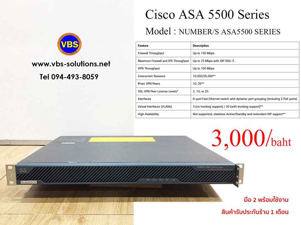 Cisco ASA 5510 Firewall มือ 2 พร้อมใช้งาน