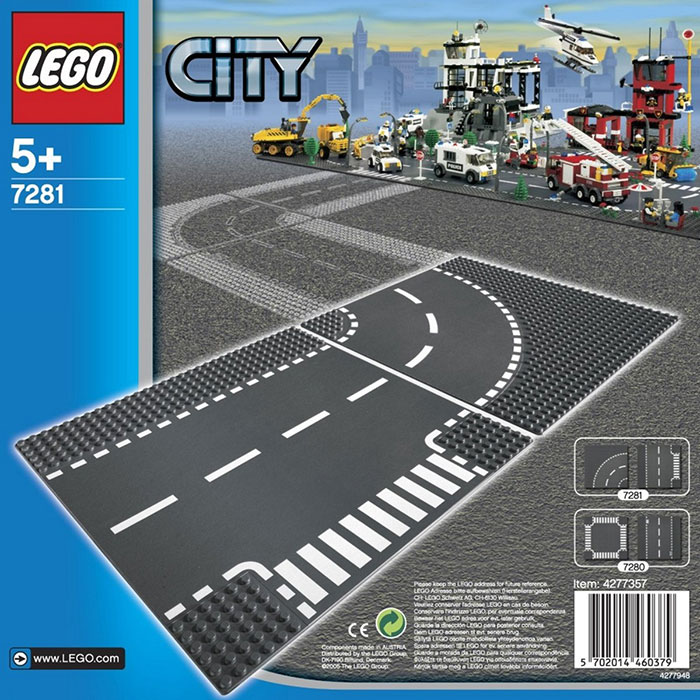 LEGO 7281 T-Junction & Curved Road Plates