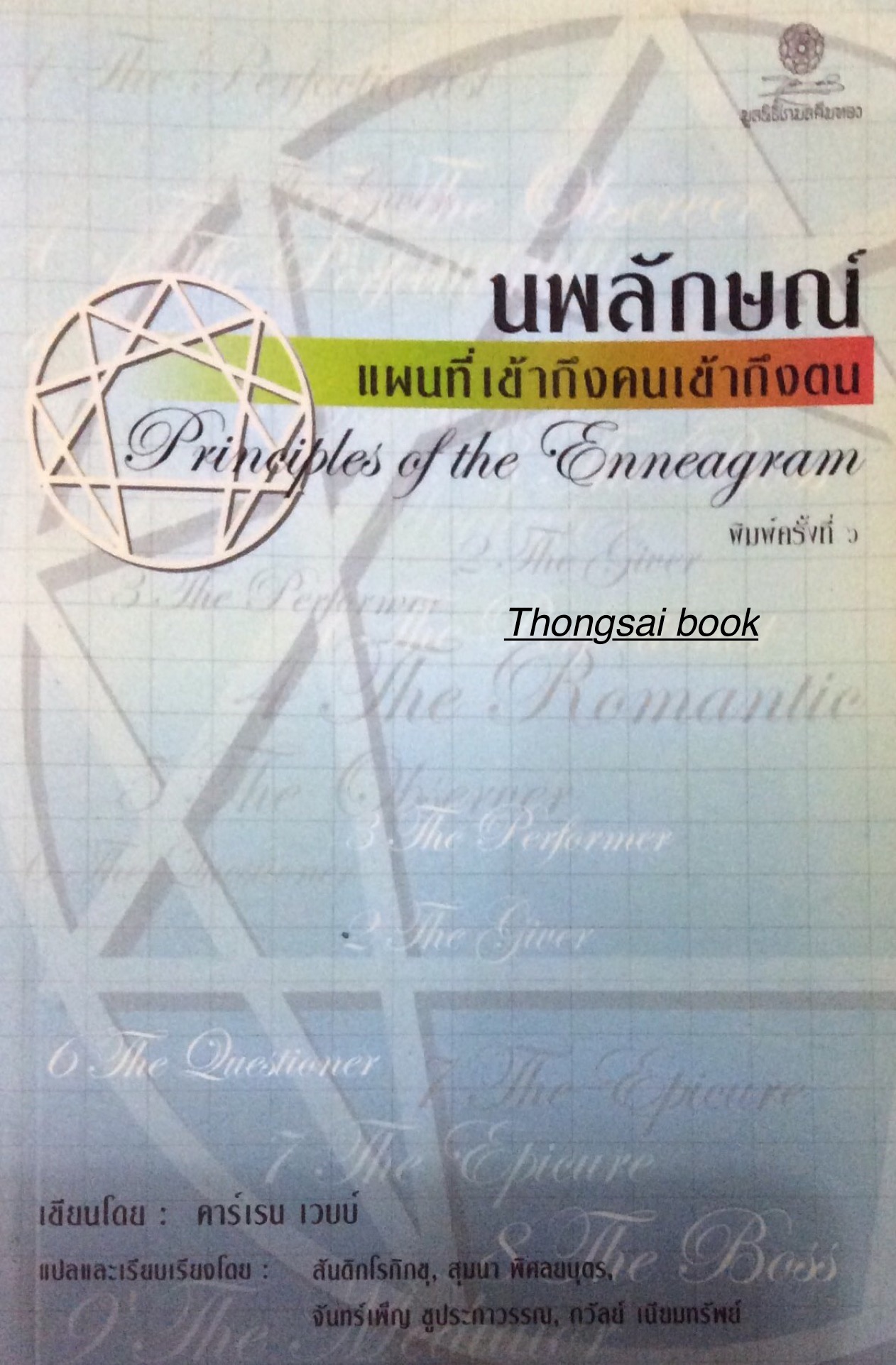นพลักษณ์ แผนที่เข้าถึงคนเข้าถึงตน Principles of the Enneagram คาร์เรน เวบบ์ แปลและเรียบเรียงโดย สันติกโรภิกขุ,สุมนา พิศลยบุตร จันทร์เพ็ญ ชูประภาวรรณ,ถวัลย์ เนียมทรัพย์