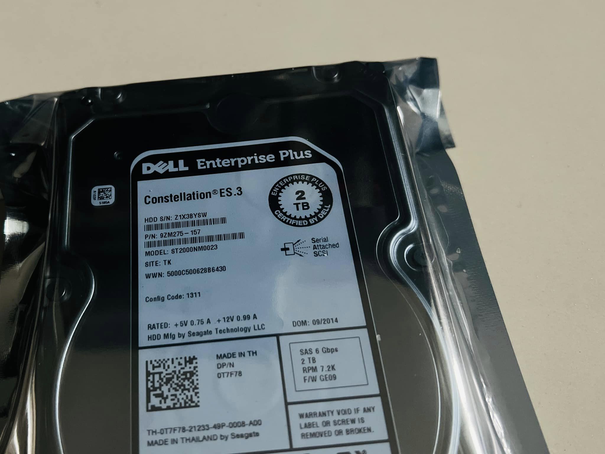 hdd server sas 2tb dell ฮาร์ดดิสเดลมือสองพร้อมใช้งาน