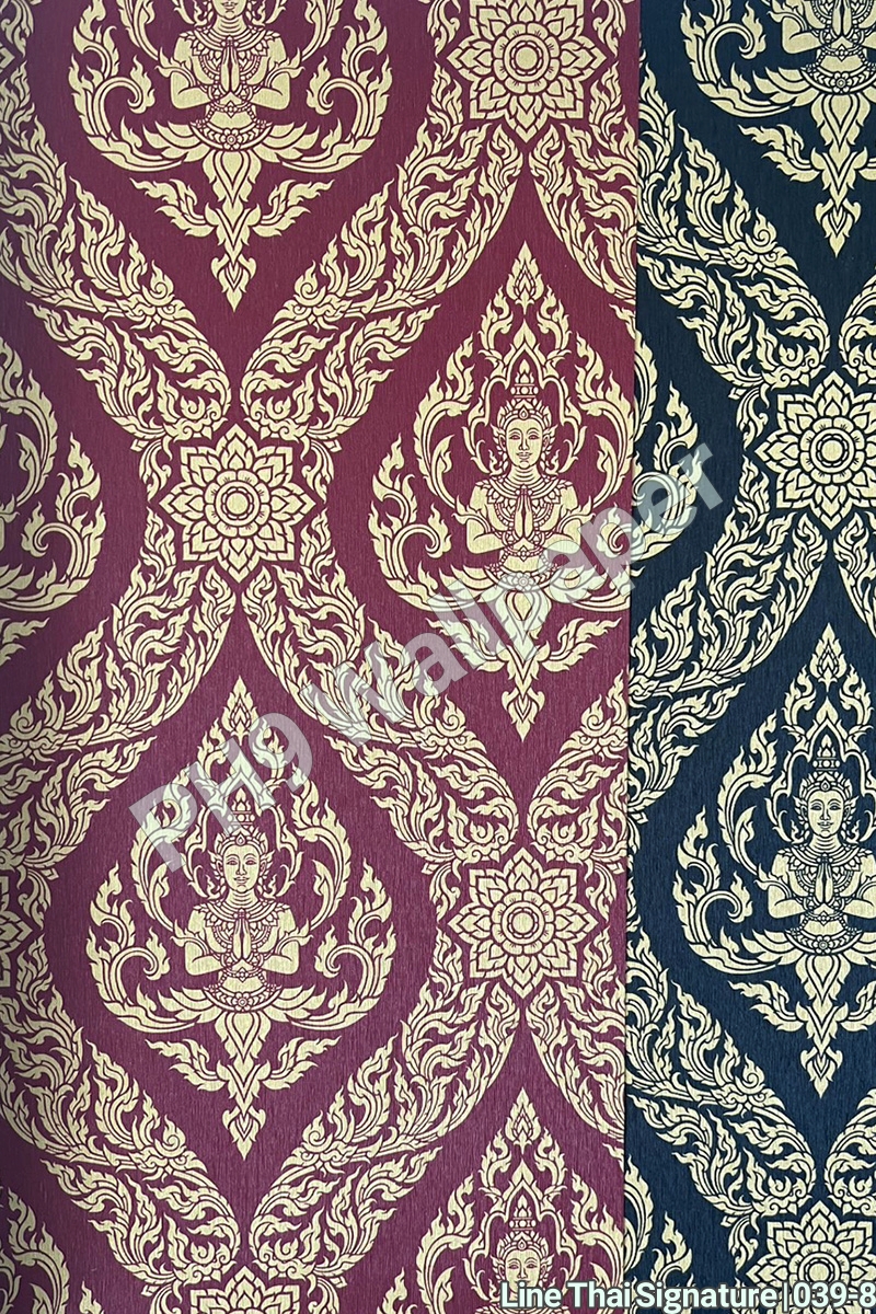 วอลเปเปอร์ติดผนังลายเทพพนม [Line Thai Signature] มีหลายสีให้เลือก 039-XX
