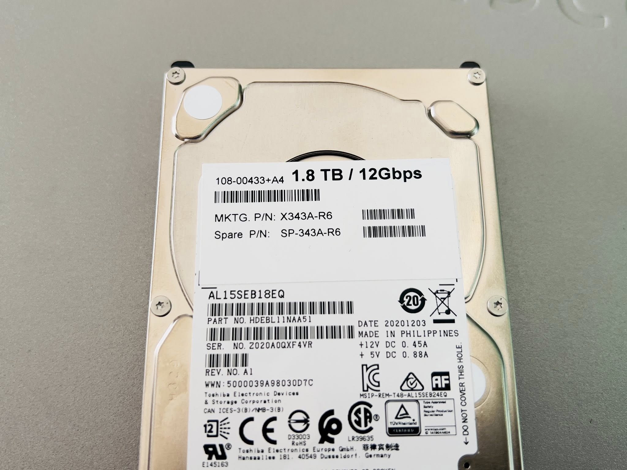 hdd sas 1.8tb 10k 12Gbps 2.5" hdd server ฮาร์ดดิสเซิร์ฟเวอร์มือสองพร้อมใช้งาน
