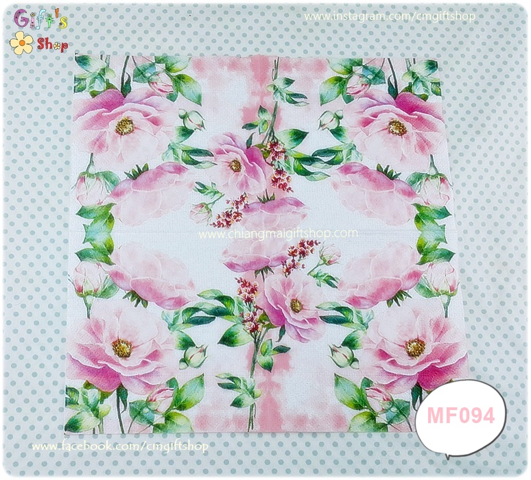 กระดาษแนปกิ้นยุโรป, ลายดอกกุหลาบ, ลายดอกกุหลาบสีชมพูอ่อน, Rose garden, ลายดอกไม้สีชมพู, ลายดอกไม้ใหญ่ๆ, ลายดอกกุหลาบใหญ่ๆ, พื้นหลังสีขาว