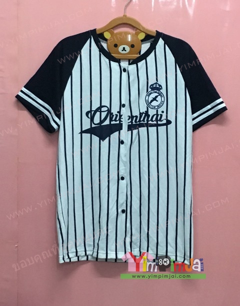 เสื้อยืด สีขาวดำม้าลาย แขนสั้นดำ สกรีนตามสั่ง Orionthai Crew OX