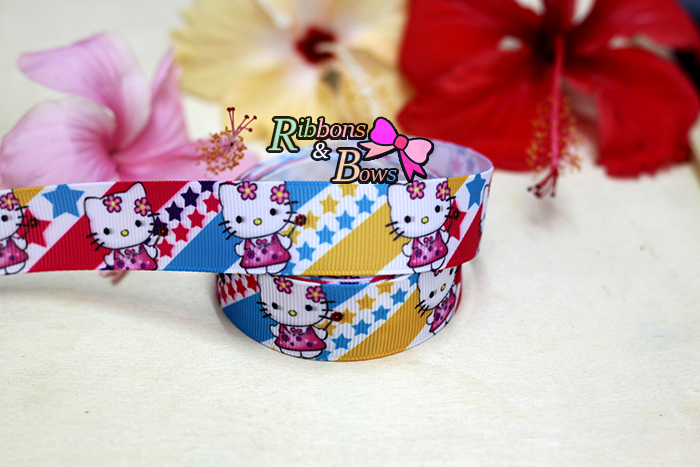 ริบบิ้นผ้าพิมพ์ลายคิตตี้ Hello Kitty กว้าง 22 mm #HK12