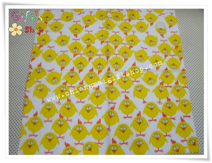 กระดาษแนปกิ้น พื้นหลังลายลูกเจี๊ยบสีเหลือง