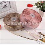 ริบบิ้นผ้าซีทรู ขอบทอง ม ี 2 ขนาด มีหลายสี#KR037