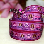 ริบบิ้นผ้าพิมพ์ลาย เจ้าหญิงโซเฟีย กว้าง 22 mm #SF27