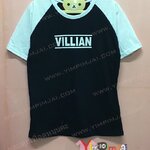 เสื้อยืด สีดำ แขนสั้นขาว สกรีนตามสั่ง VILLIAN 61 WANNABEONTOP