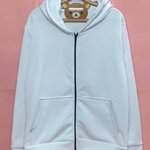 เสื้อฮู้ดกันหนาวสีขาว ซิปดำ แขนยาว