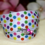 ริบบิ้นผ้าพิมพ์ลายจุด กว้าง 22 mm #PD078