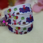 ริบบิ้นผ้าพิมพ์ลาย หมูน้อย กว้าง 22 mm #PP13