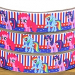 ริบบิ้นผ้าพิมพ์ลาย ม้าโพนี่(pony) กว้าง 22 mm #PN4