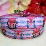 ริบบิ้นผ้าพิมพ์ลาย Frozen กว้าง 25 mm #FZ047