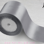 012 Silver ริบบิ้นผ้าซาติน 2 หน้า สีเทา # WA001