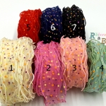 ริบบิ้นผ้าเกาหลีบางลายจุด เย็บขอบ ขนาด กว้าง 5 ซม.#FB18