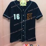 เสื้อเบสบอล สีดำ แขนสั้น มีกระดุม สกรีนตามสั่ง 16 14 15 H 94.25 HANSA WAVE