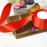 ริบบิ้นผ้าซาตินสีแดง ม้วน 25 หลาSA014