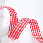 ริบบิ้นผ้าพิมพ์ลายตาราง สีสดใส กว้าง 25 mm #BB84