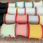 ริบบิ้นออแกนดี้ ขอบสีหวาน ขอบเอ็น ขนาด 5.5 ซม. สไตล์เกาหลี