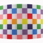 ริบบิ้นขนาดใหญ่ 75mm ( 3 นิ้ว)ลายตารางสีรุ้ง #LG015