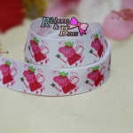 ริบบิ้นผ้าพิมพ์ลาย หมูน้อยกว้าง 22 mm #PP12