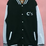 เสื้อแจ็คเก็ตเบสบอลดำขาว ปักอกซ้าย